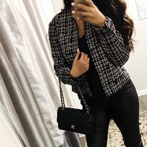 Black and Pink Tweed Blazer